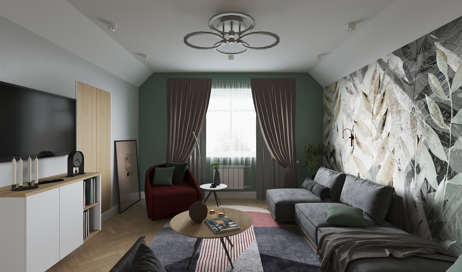 Обложка проекта: Кабинет, спортуголок и гостевая зона на чердаке дома