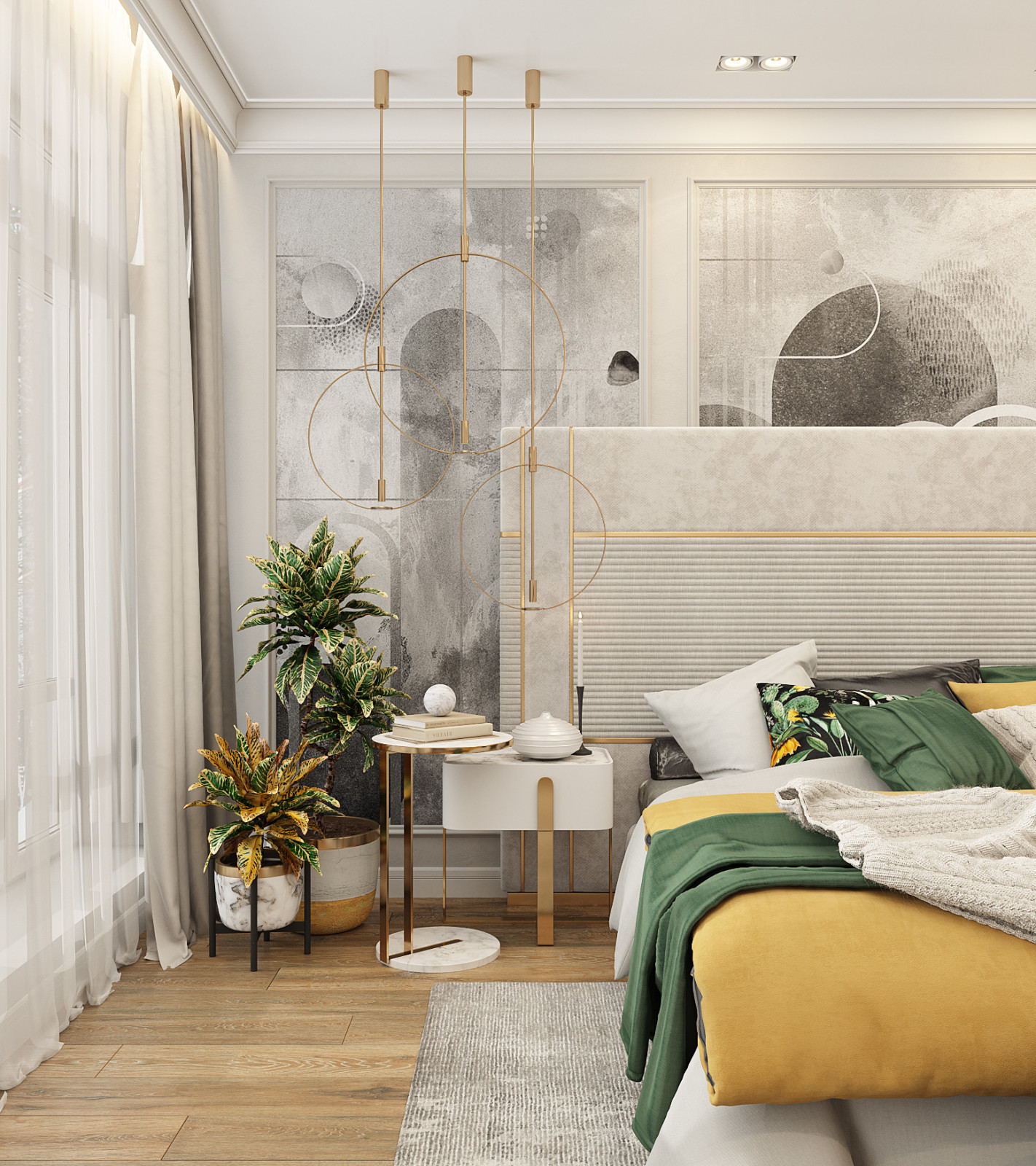 Главная спальня в коттедже. Обои из коллекции «Deco»