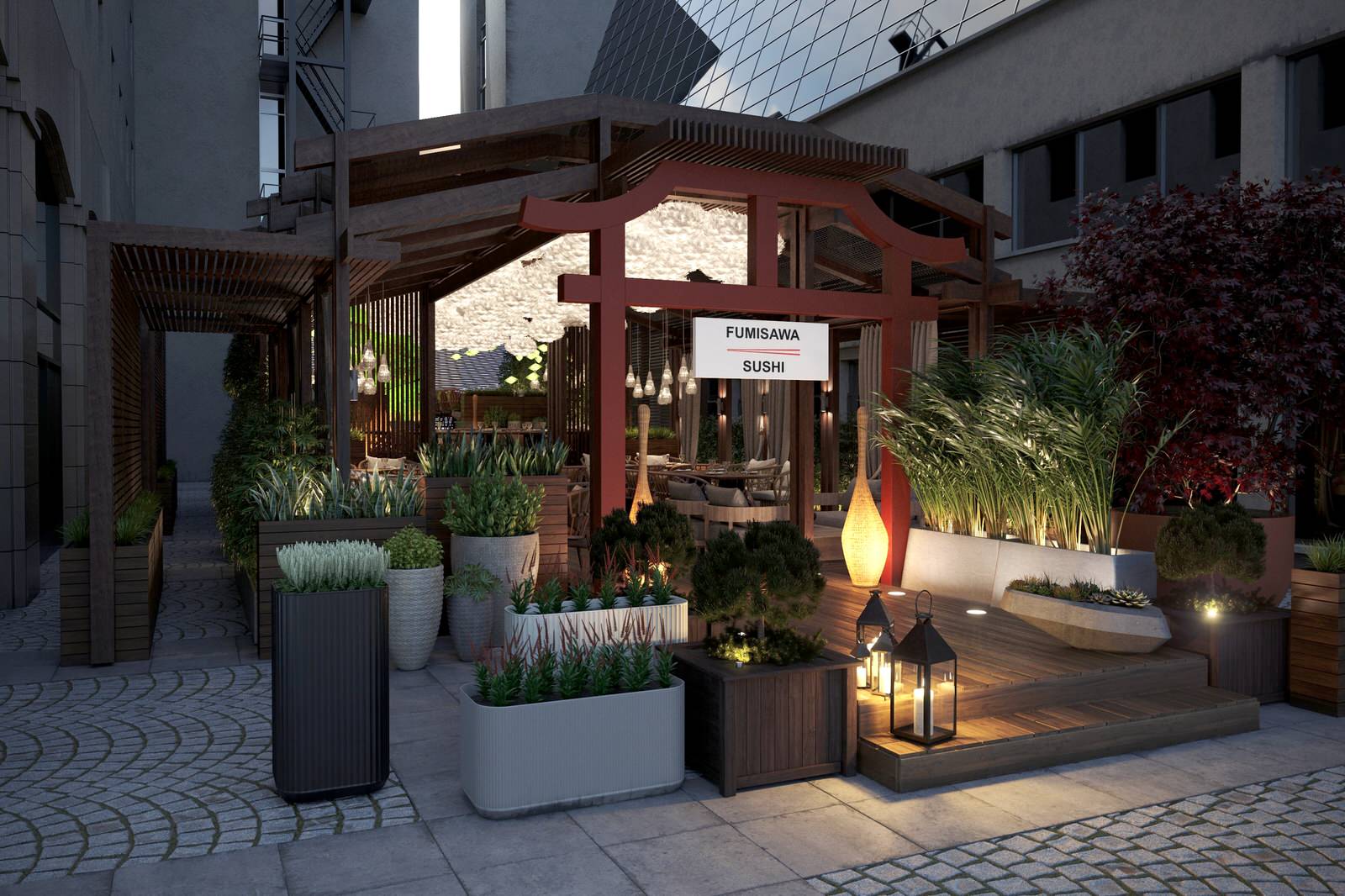 Веранда ресторана Fumisawa Sushi 2019