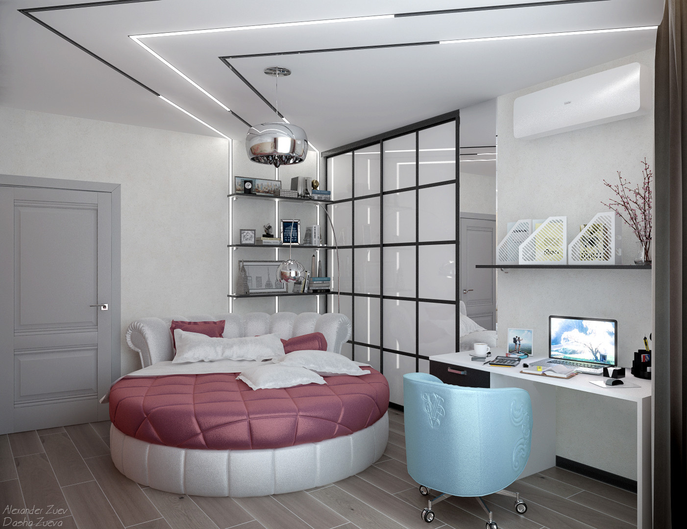 Дизайн спальни для девушки в таунхаусе, ЖК "Немецкая деревня", г. Краснодар