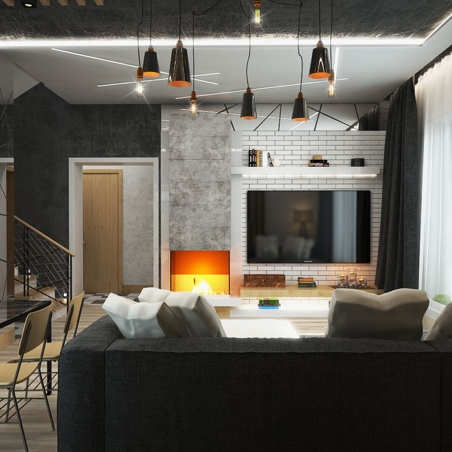 Дом в стиле лофт, хай-тек