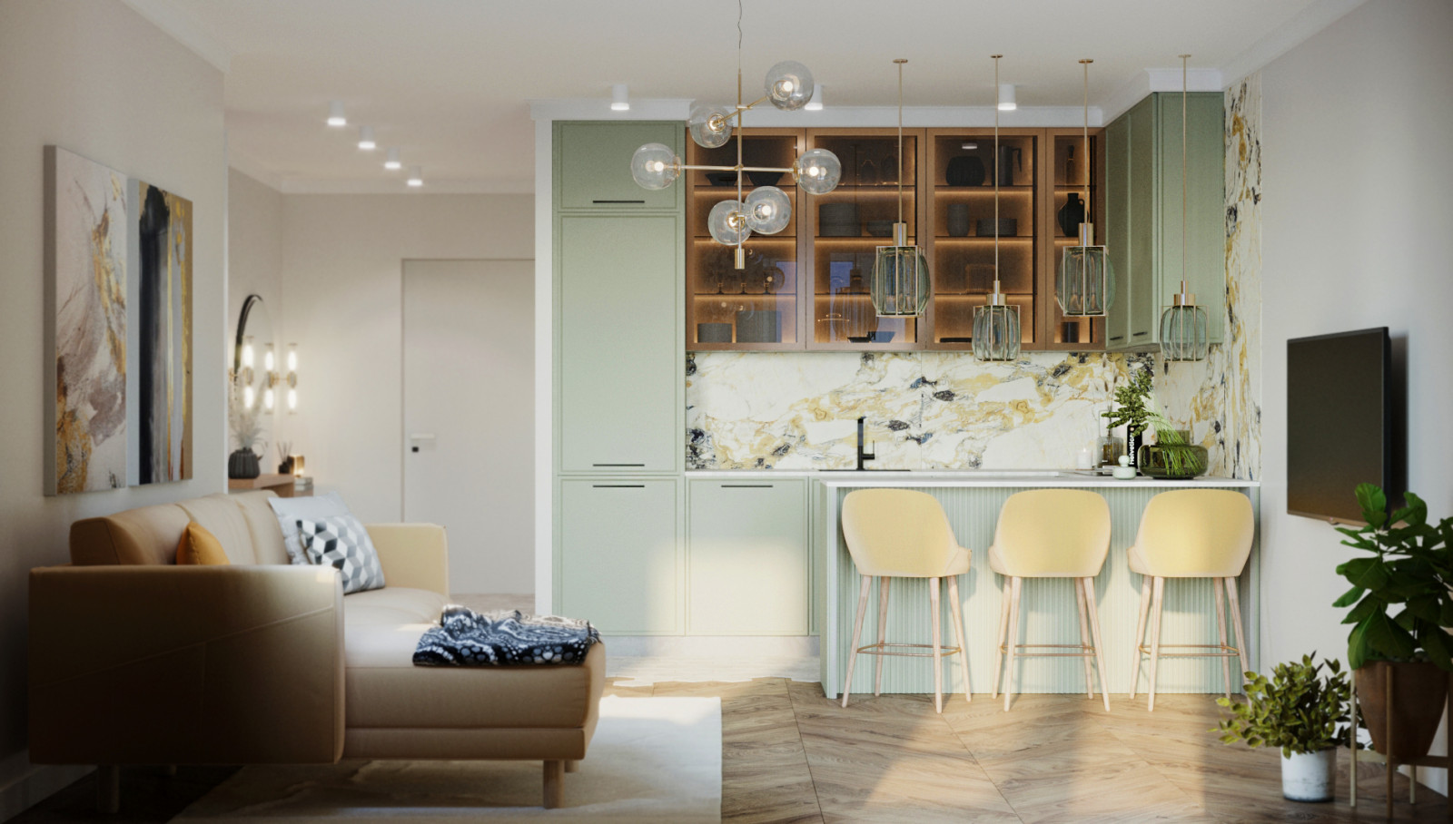 Обложка проекта: Яркая квартира в ЖК Бавария