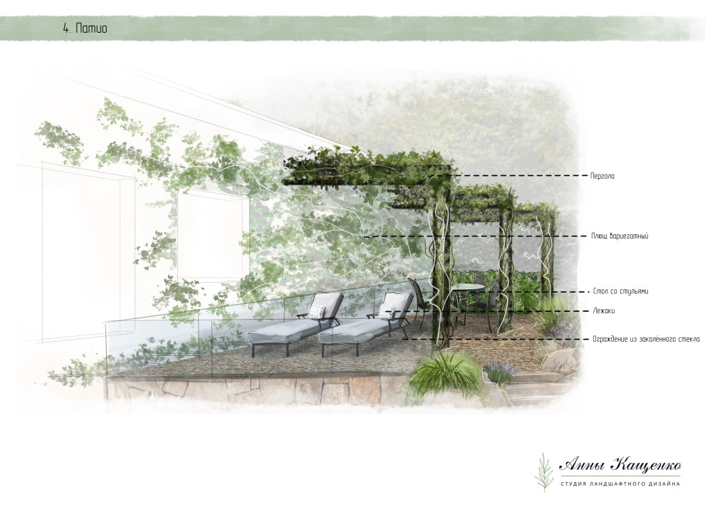 Проект участка с перепадом высот в средиземноморском стиле