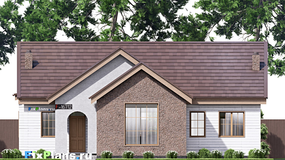 Проект одноэтажного дома 14х14м S118м2 F-16712