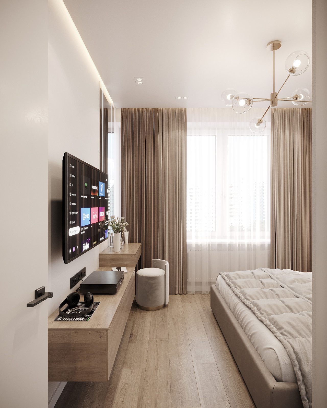 Дизайн и 3д-визуализация спальни в ЖК Преображение