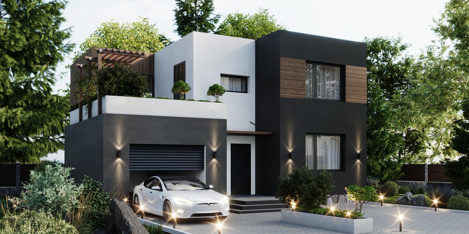 Обложка проекта: fascinating 3D visualization of the exterior of a country house