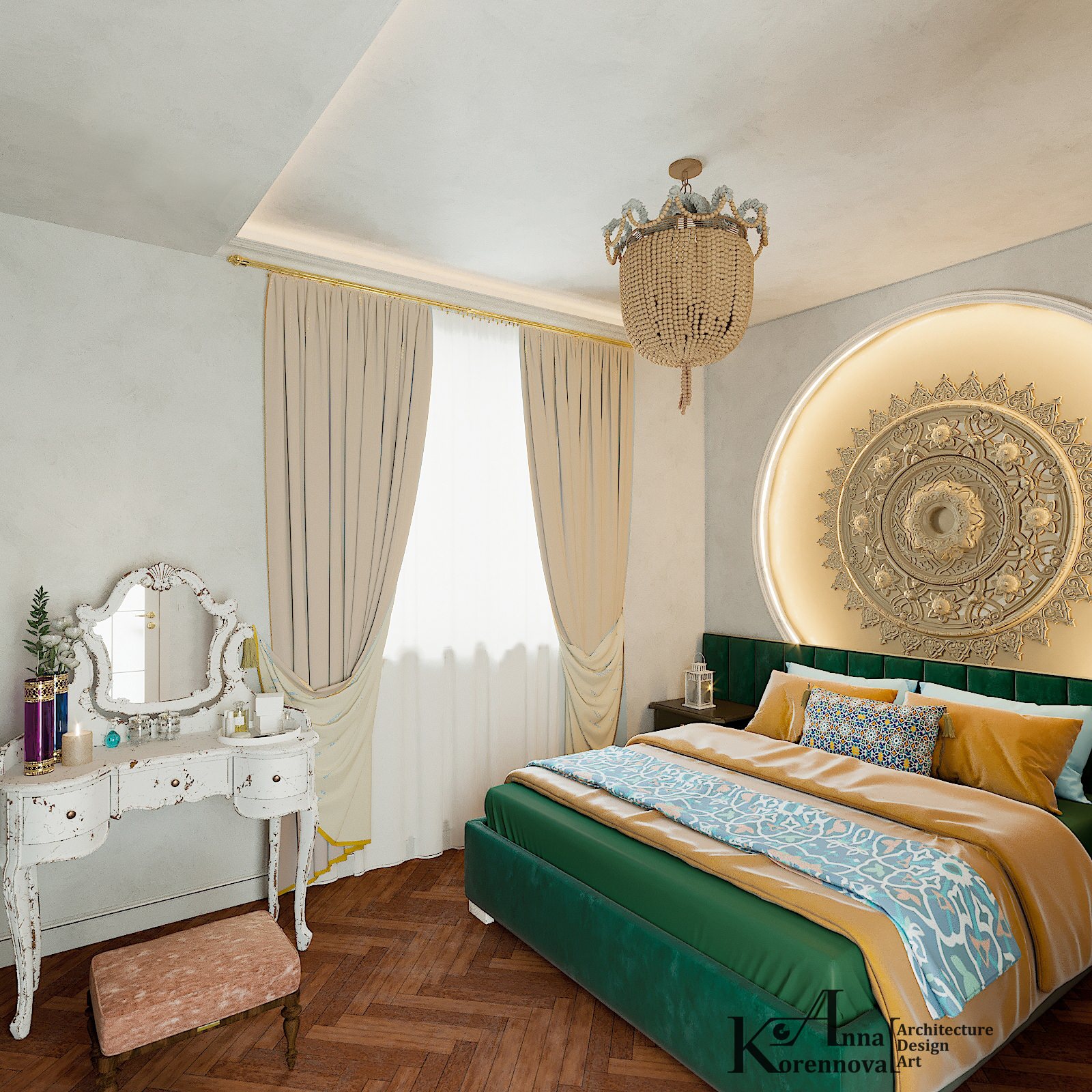 Обложка проекта: Дизайн спальни в коттедже "Morocco dream"