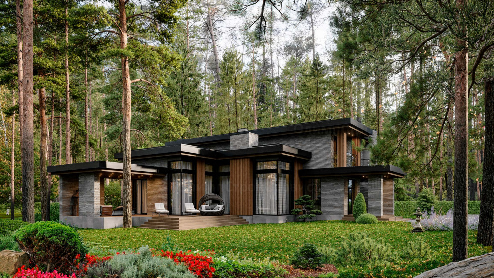 Обложка проекта: Двухэтажный дом в стиле Хай-Тек «Честер» с барбекю на террасе