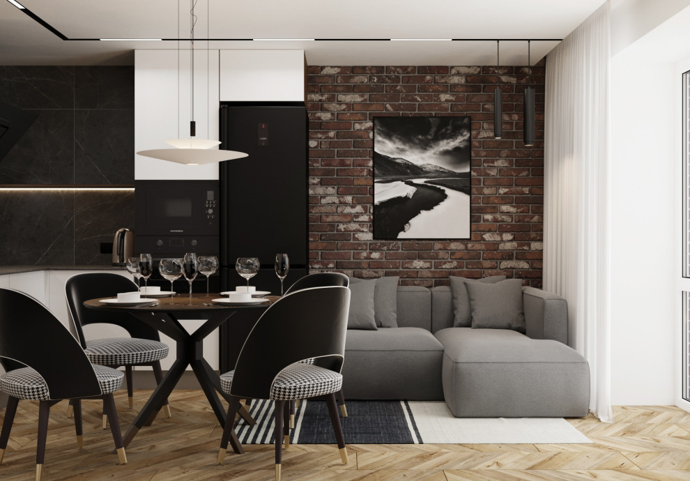 Обложка проекта: Дизайн кухни-гостиной в стиле лофт