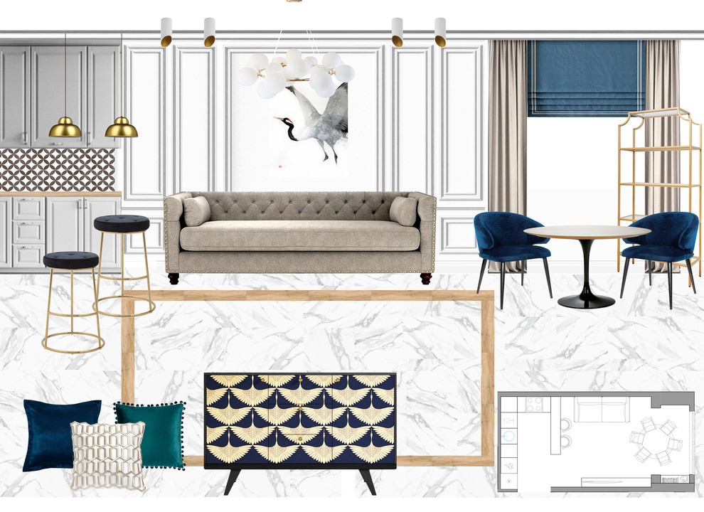 Коллажи к проекту для большой семьи в стиле современной классики