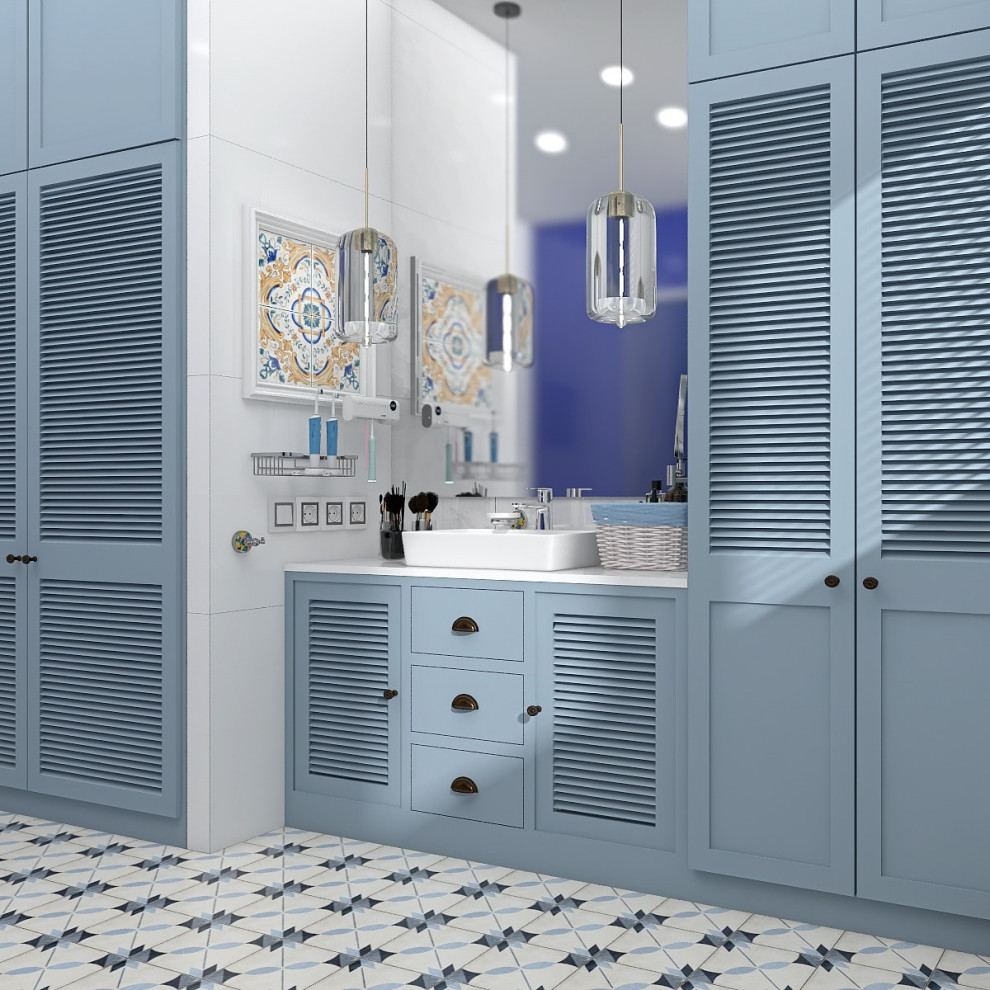 Ванная комната с нотками средиземноморского побережья