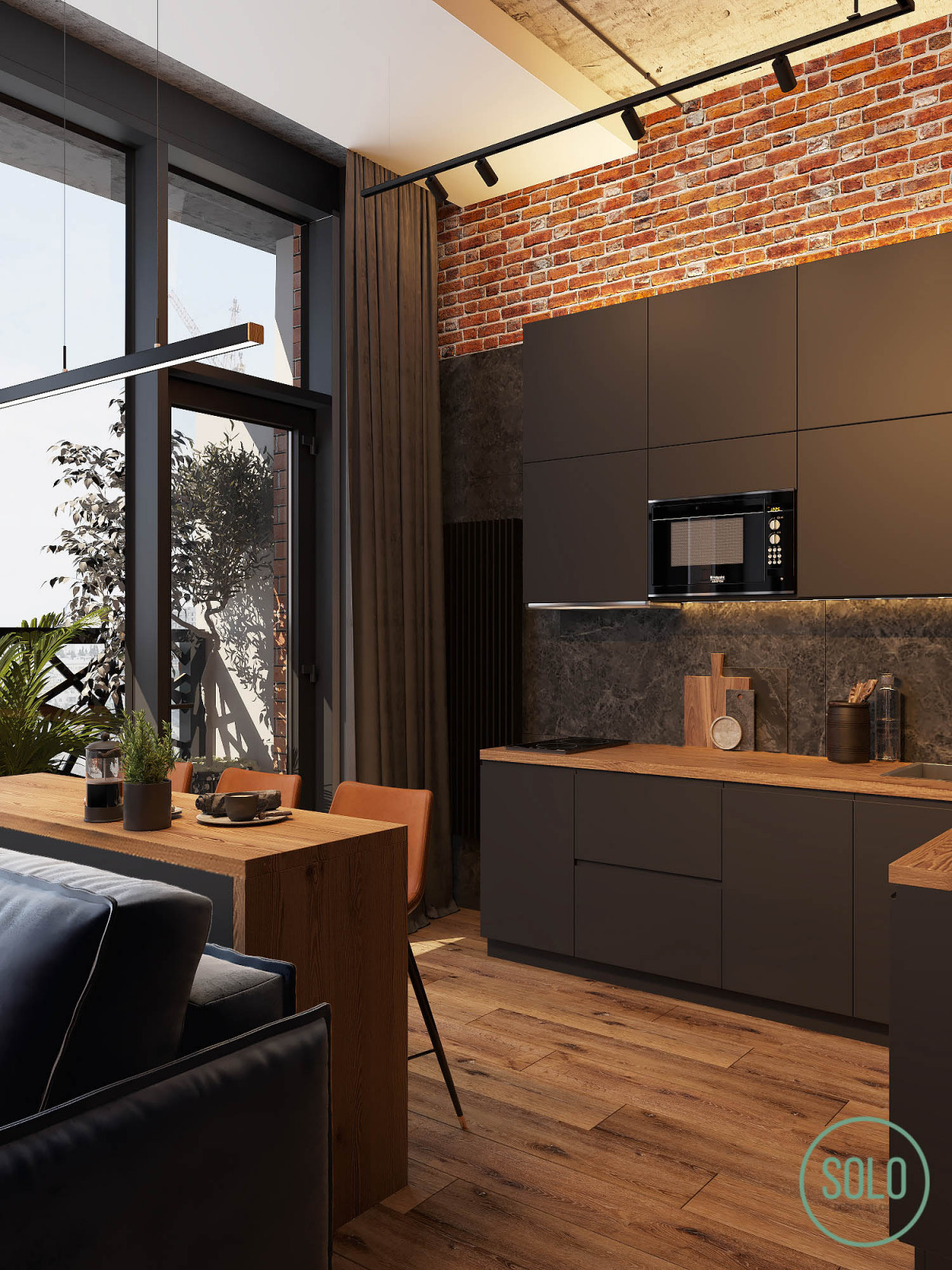 Лофт со спальней на втором уровне