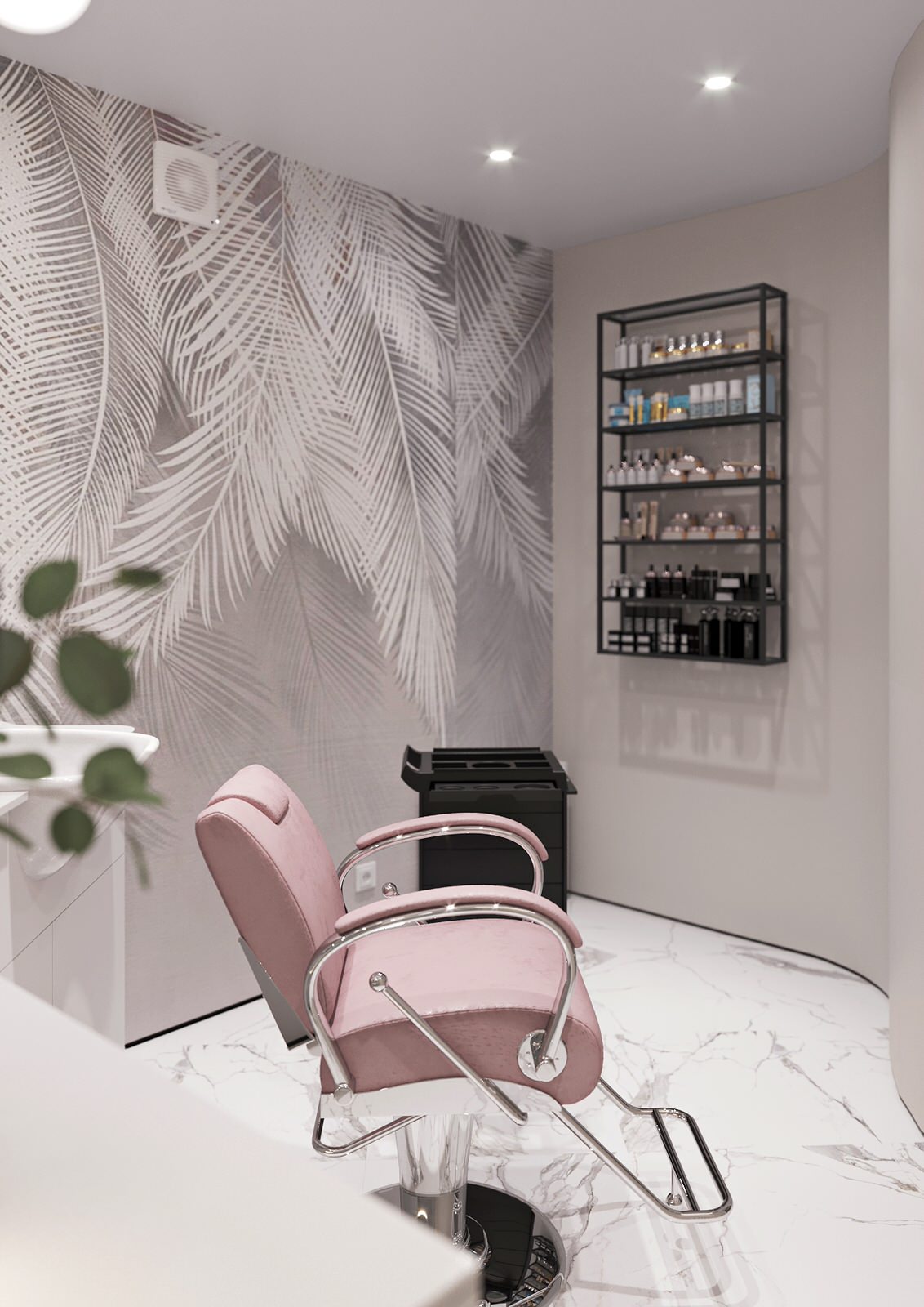 Interior design of an apartment with a beauty salon