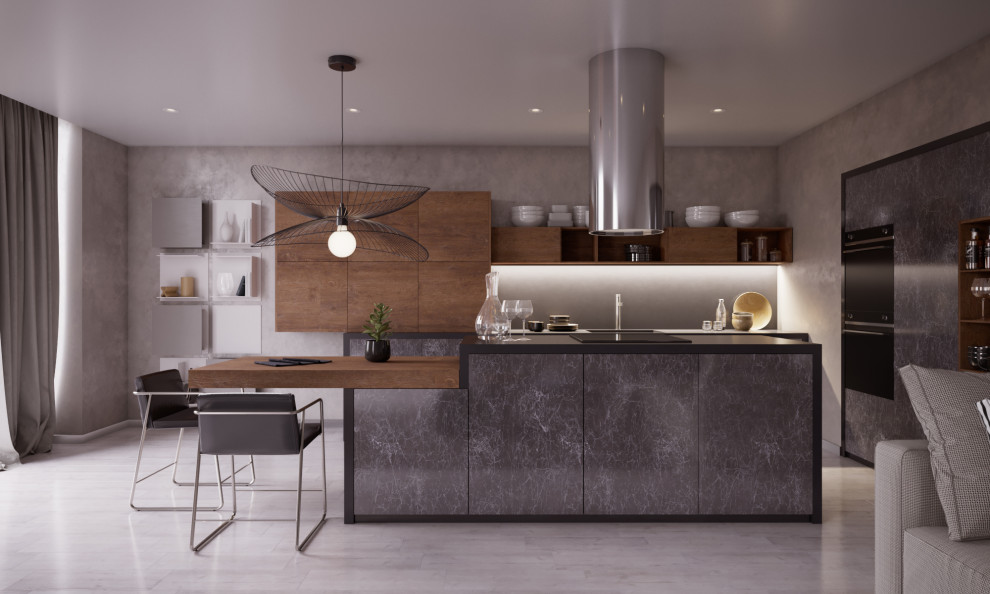 Обложка проекта: Кухня из керамики под камень