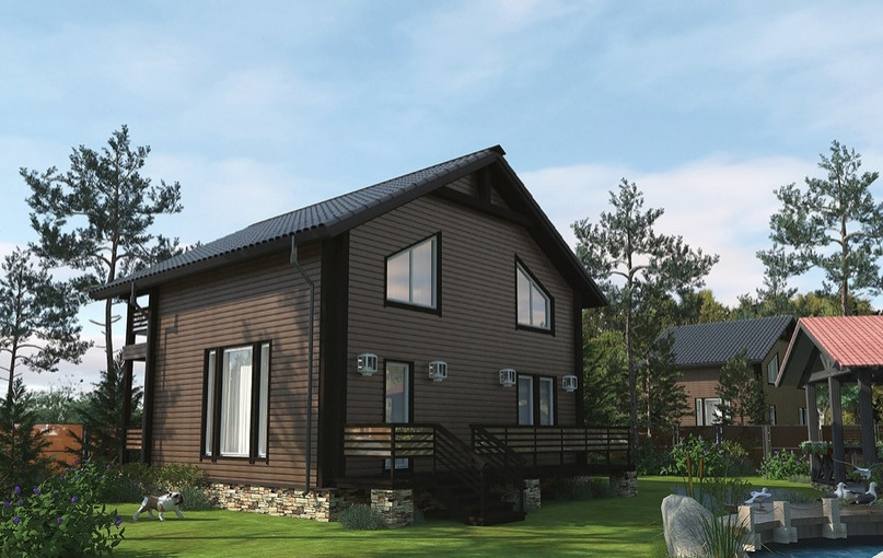 Проект дома с мансардой 8.0 х 8.0, S —120 м2