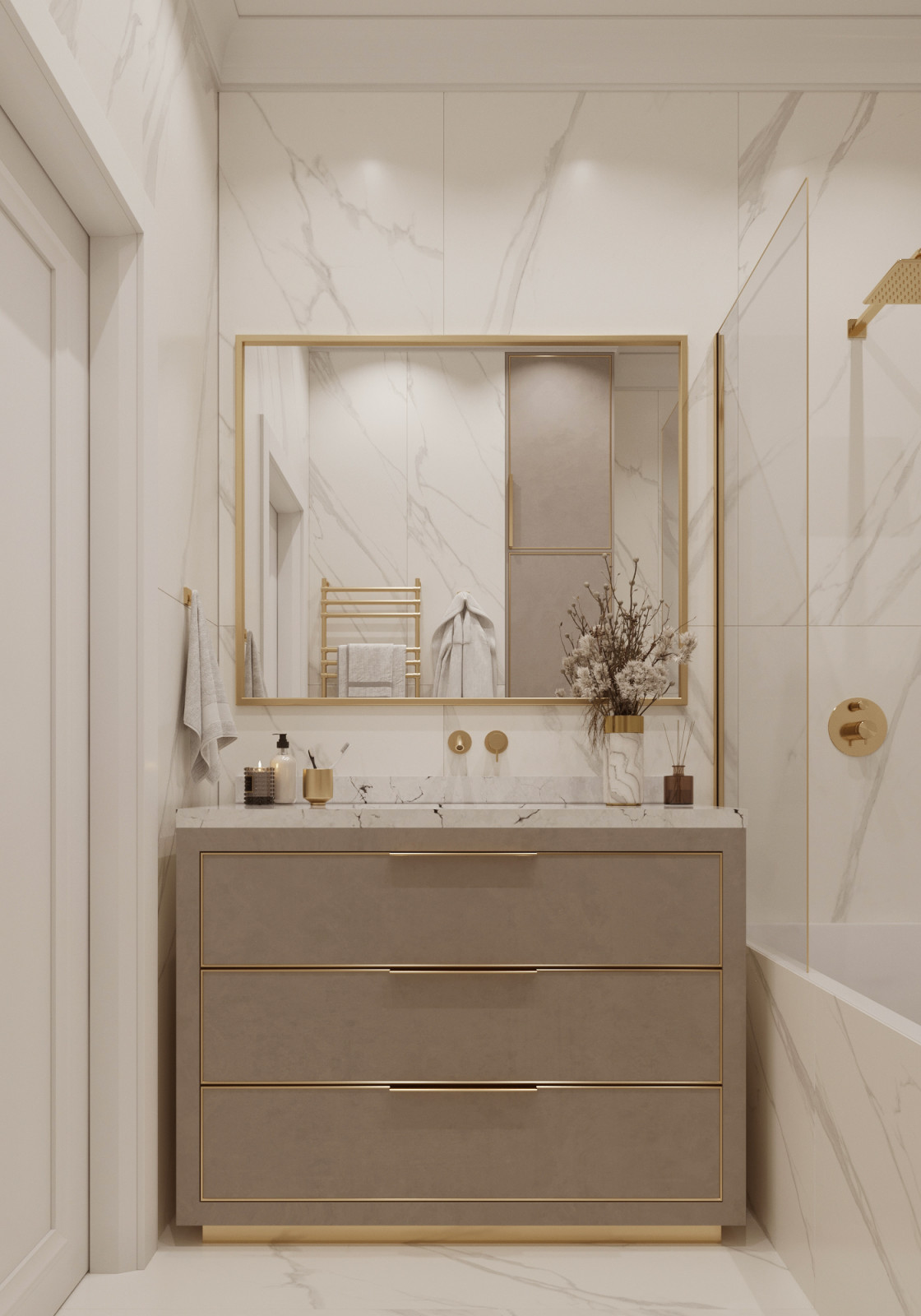 "Тёплое какао", квартира в ЖК "Дворянский", 98 м2