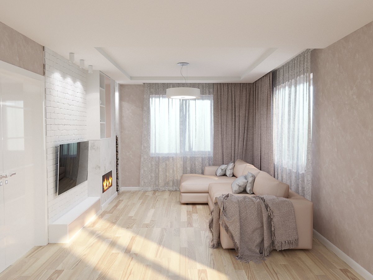 Обложка проекта: Кухня-гостиная в пудровых тонах