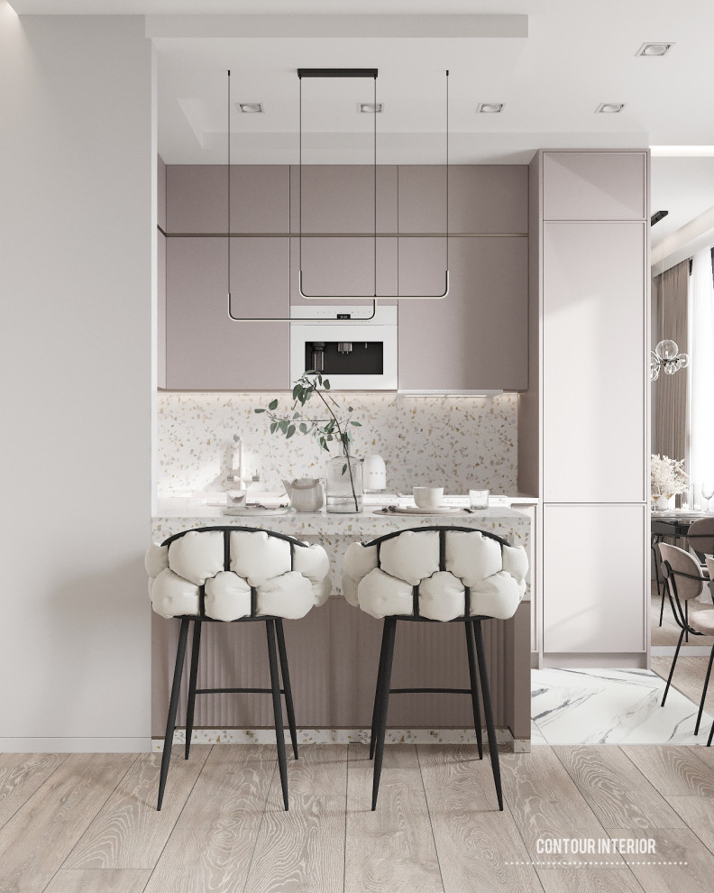 Обложка проекта: Кухня-гостиная 39м2 в современном стиле ЖК Небо