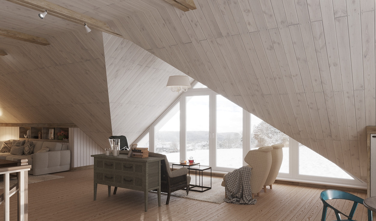 Загородный дом с мансардой