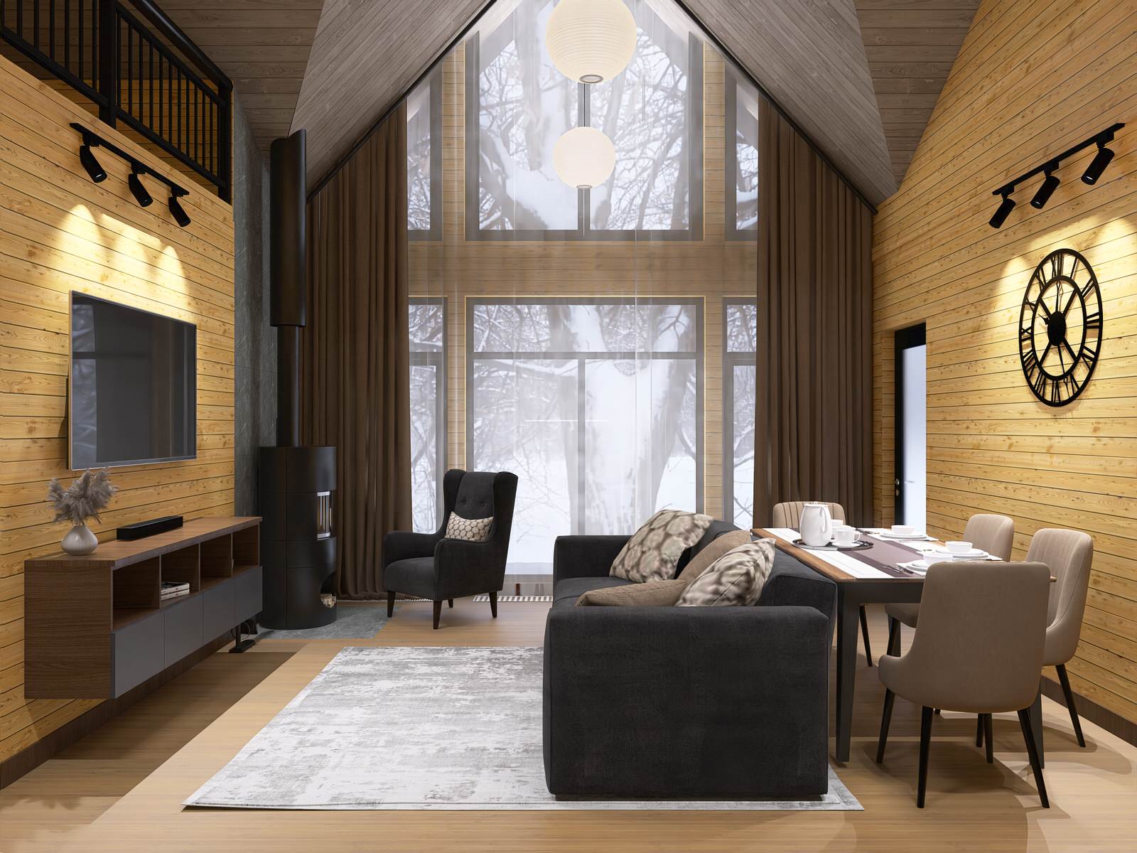 Кухня-гостиная в загородном доме