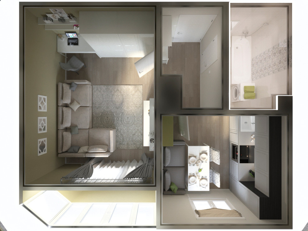 Обложка проекта: Однокомнатная квартира вариант № 1