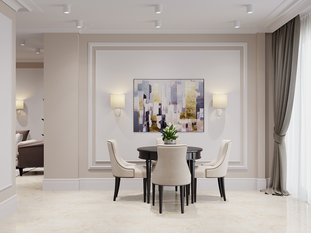 Интерьер однокомнатной квартиры в неоклассическом стиле