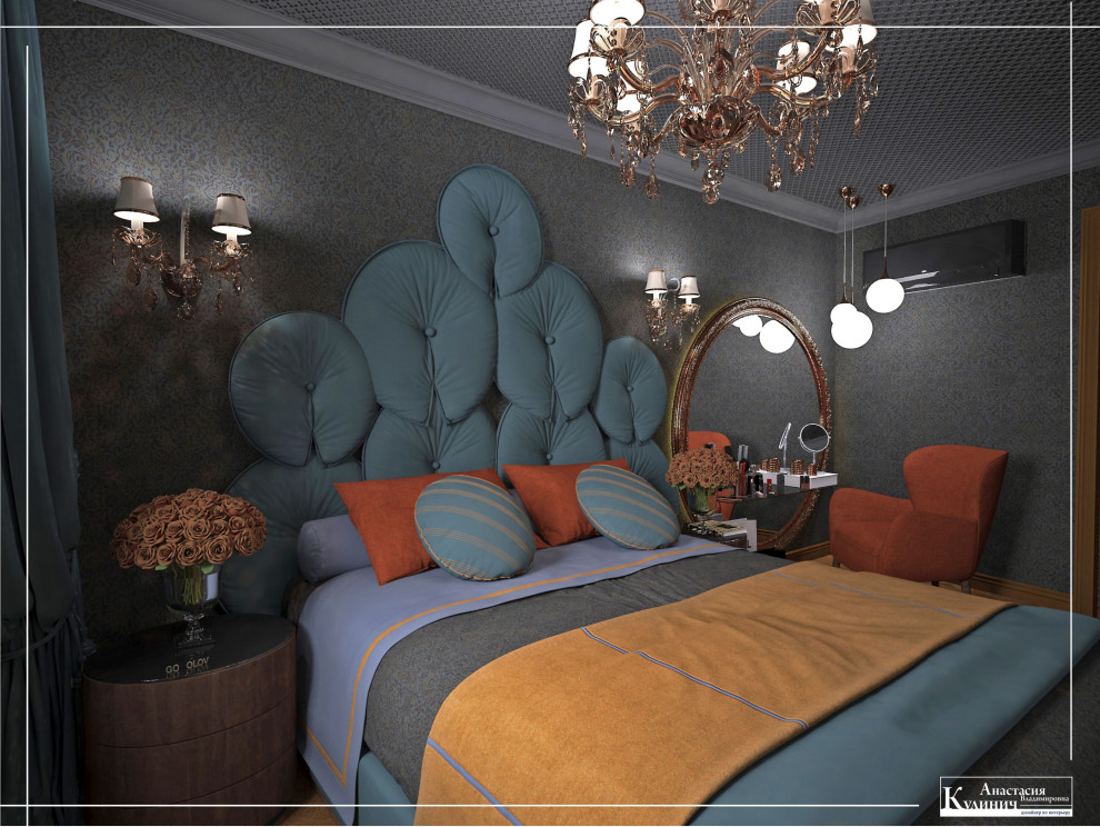 Королевская спальня, авторский микс стилей. Проект 2019г