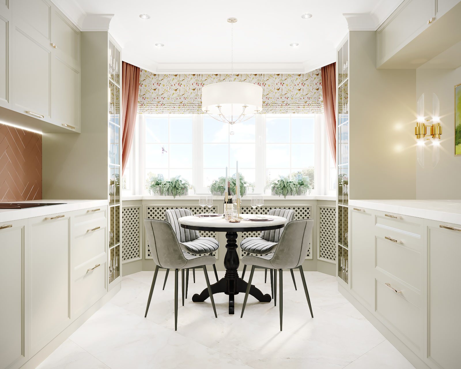 "Песто" кухня с эркером в квартире г.Москва