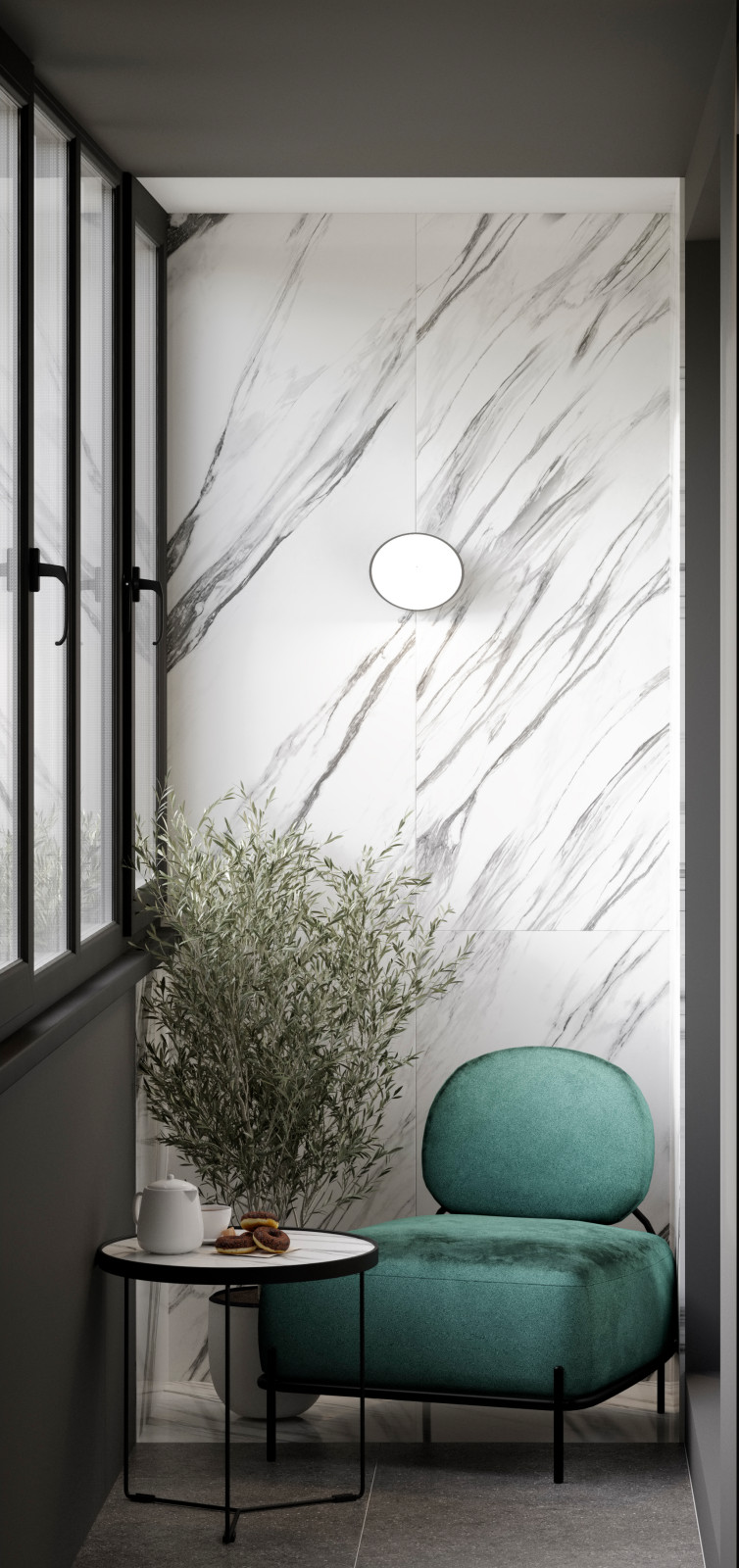 Apartamento moderno con cocina pequeña