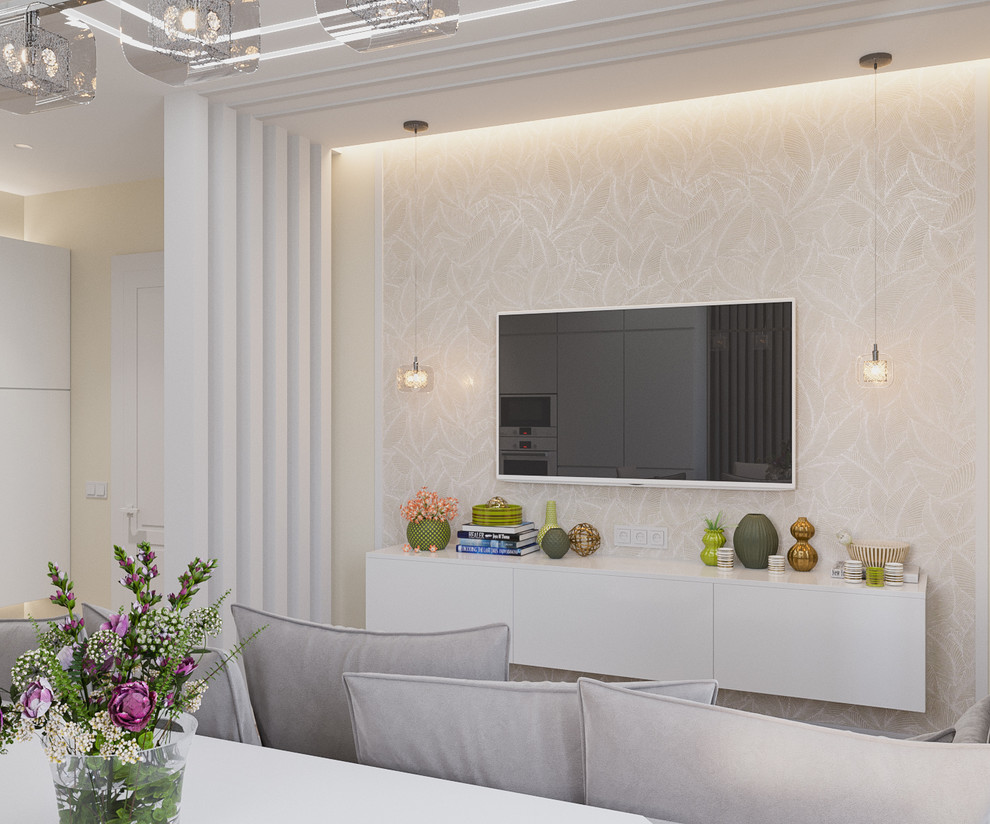 гостиная совмещенная с кухней