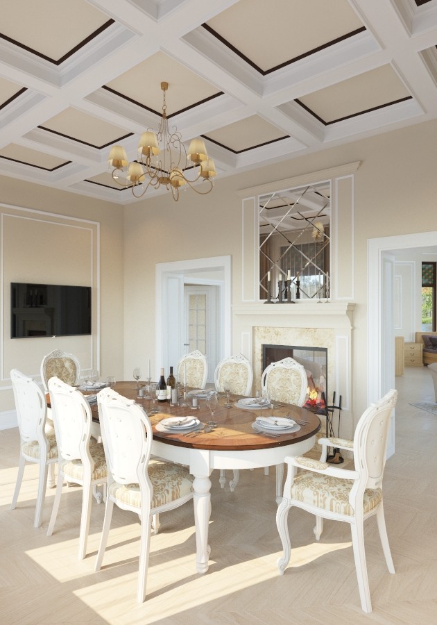 130 кв.м. загородного дома в классике