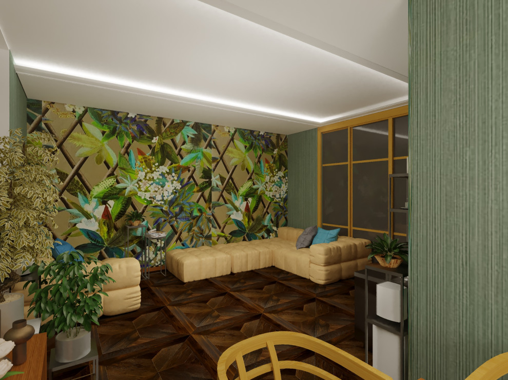 Варианты обоев в гостиной ЖК Каскад.