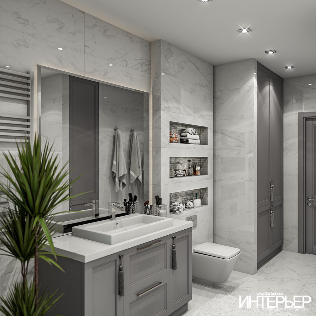 Дизайн-проект ванной комнаты в квартире г.Кисловодск
