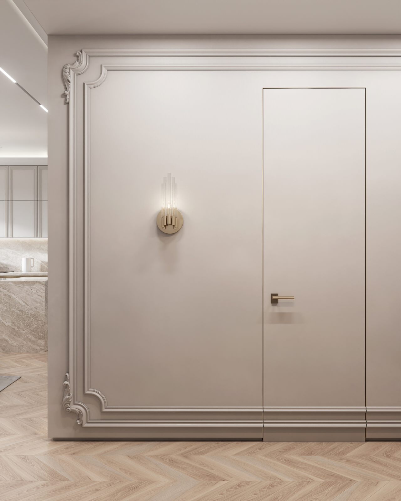 Интерьер в бежевых оттенках в ЖК Eniteo