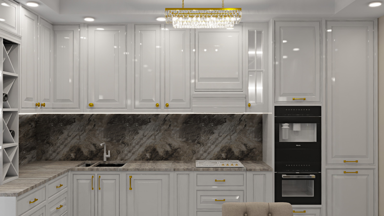 Проект кухни-гостиной и мастер ванной в частном доме