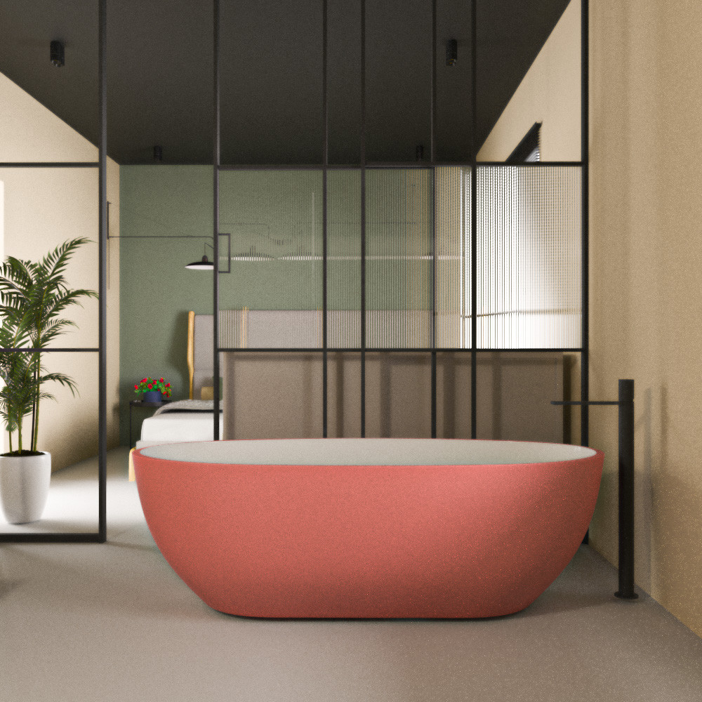 Спальня соединенная с ванной комнатой в частном доме