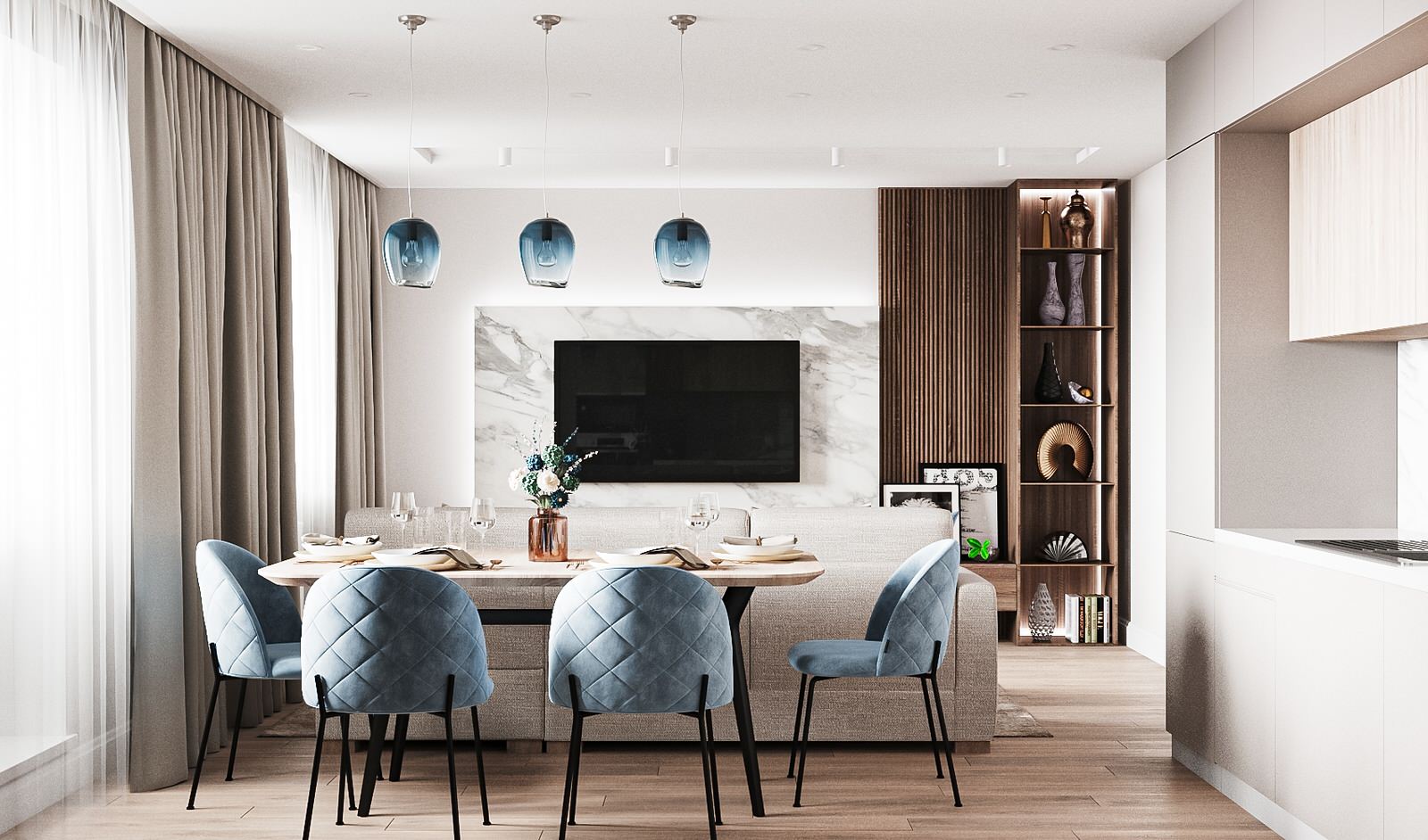 Кухня - гостиная в современном стиле