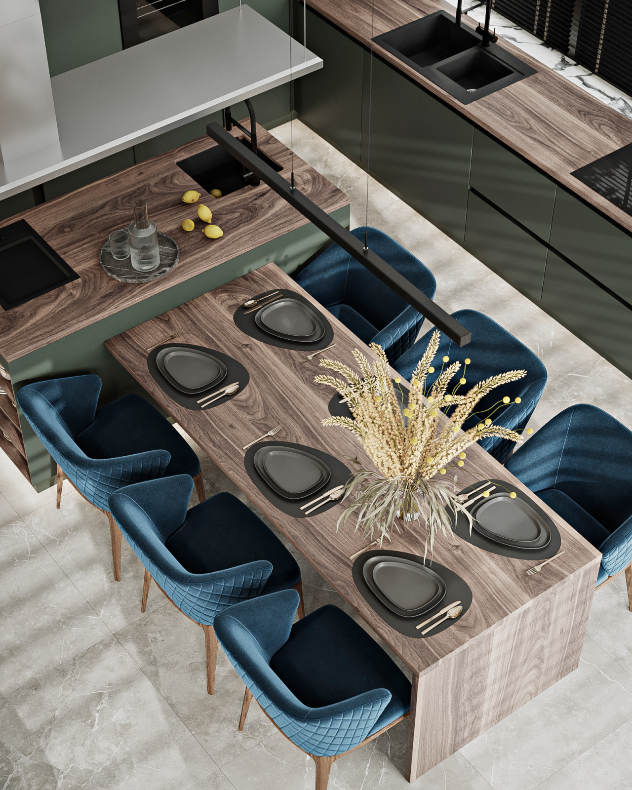 КП Первозванный 1, кухня-гостиная (вариант 4)