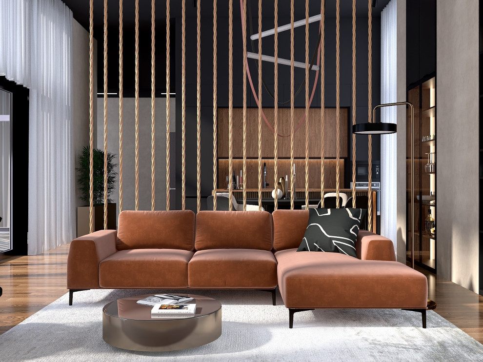 Кухня-гостиная в доме в лесу