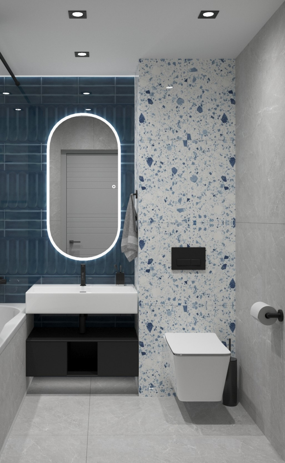 Квартира в современном стиле с синим акцентом