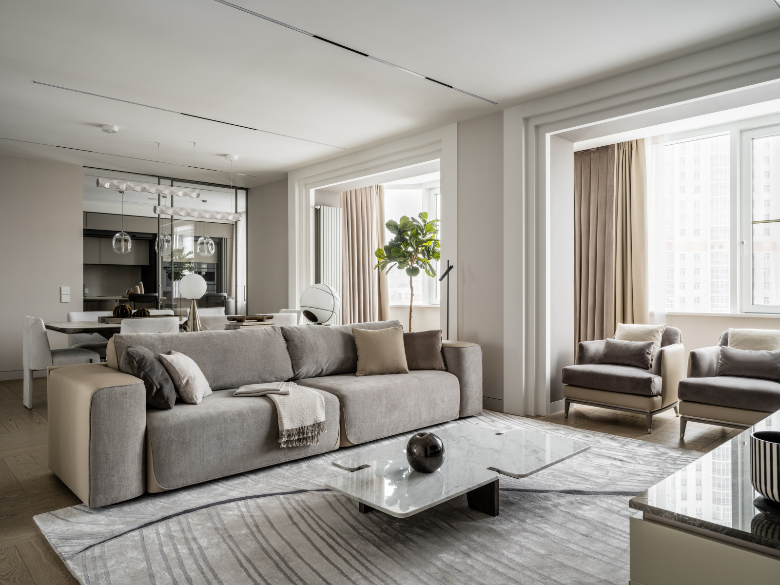 Семейная квартира в акварельных оттенках света и тени