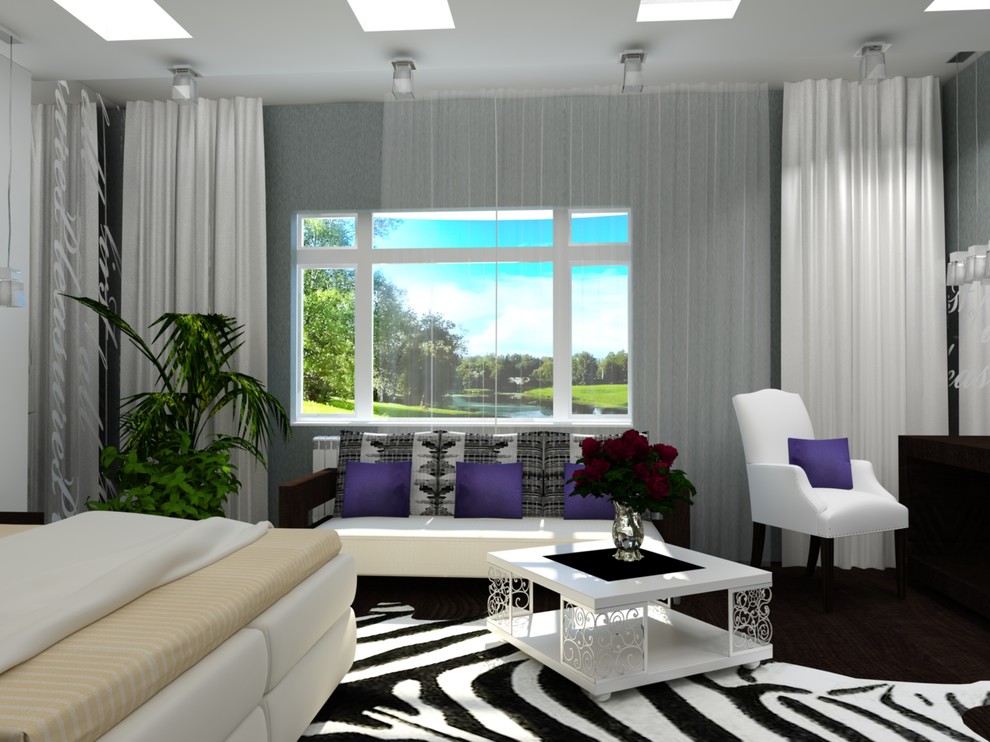 Интерьер загородного дома с красными акцентами