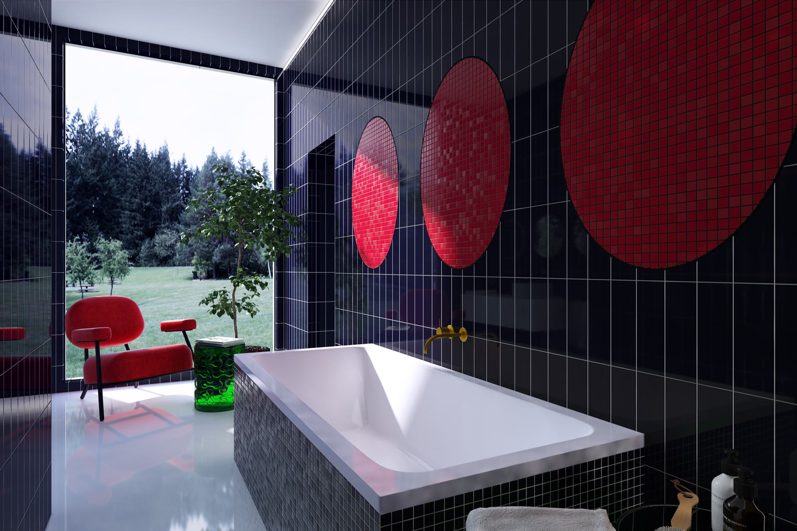 Обложка проекта: Ванная комната в стиле mid-century modern.