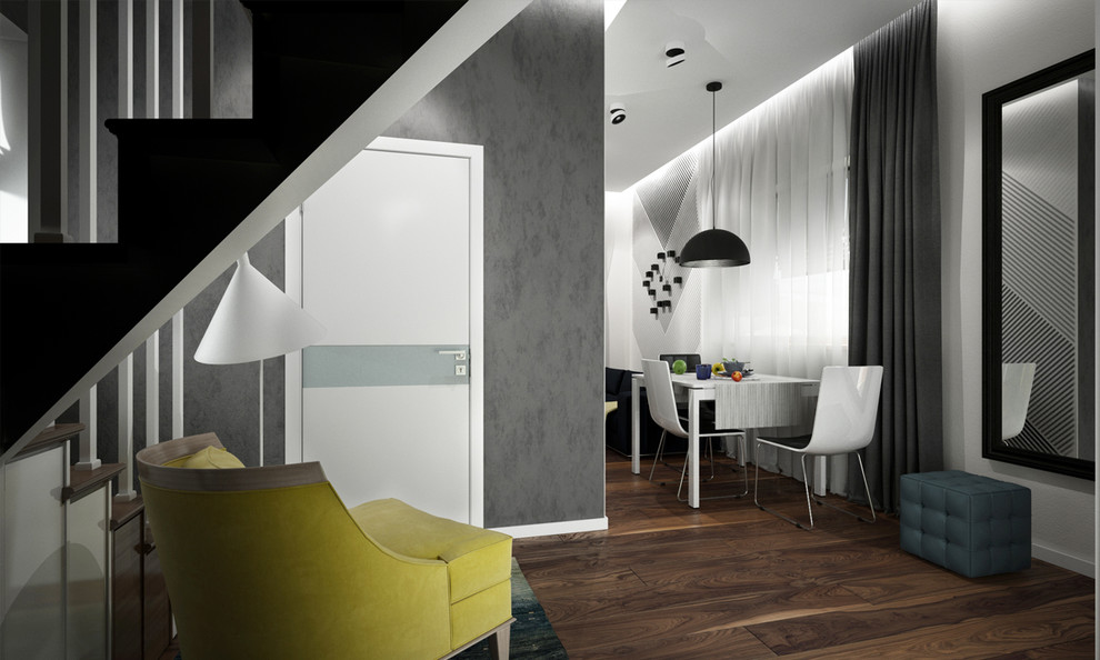 Небольшой загородный дом - 1 этаж Гостиная-кухня