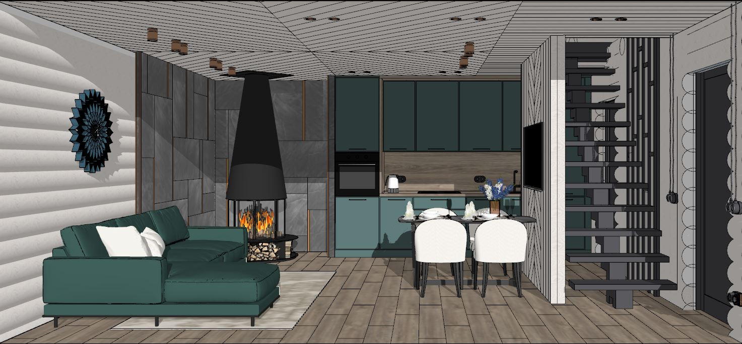 Визуализация частного дома из бруса в ДНТ "Лакипарк"