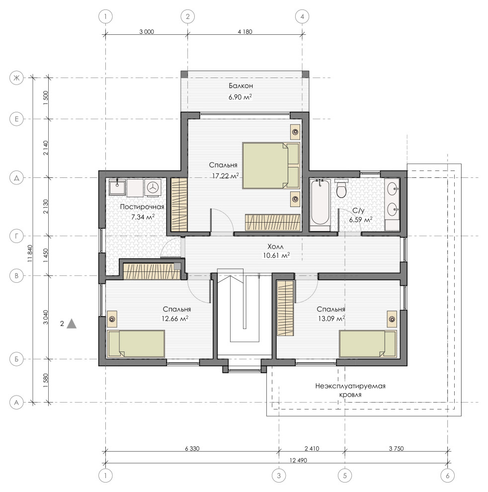 Деревянный дом с гаражом