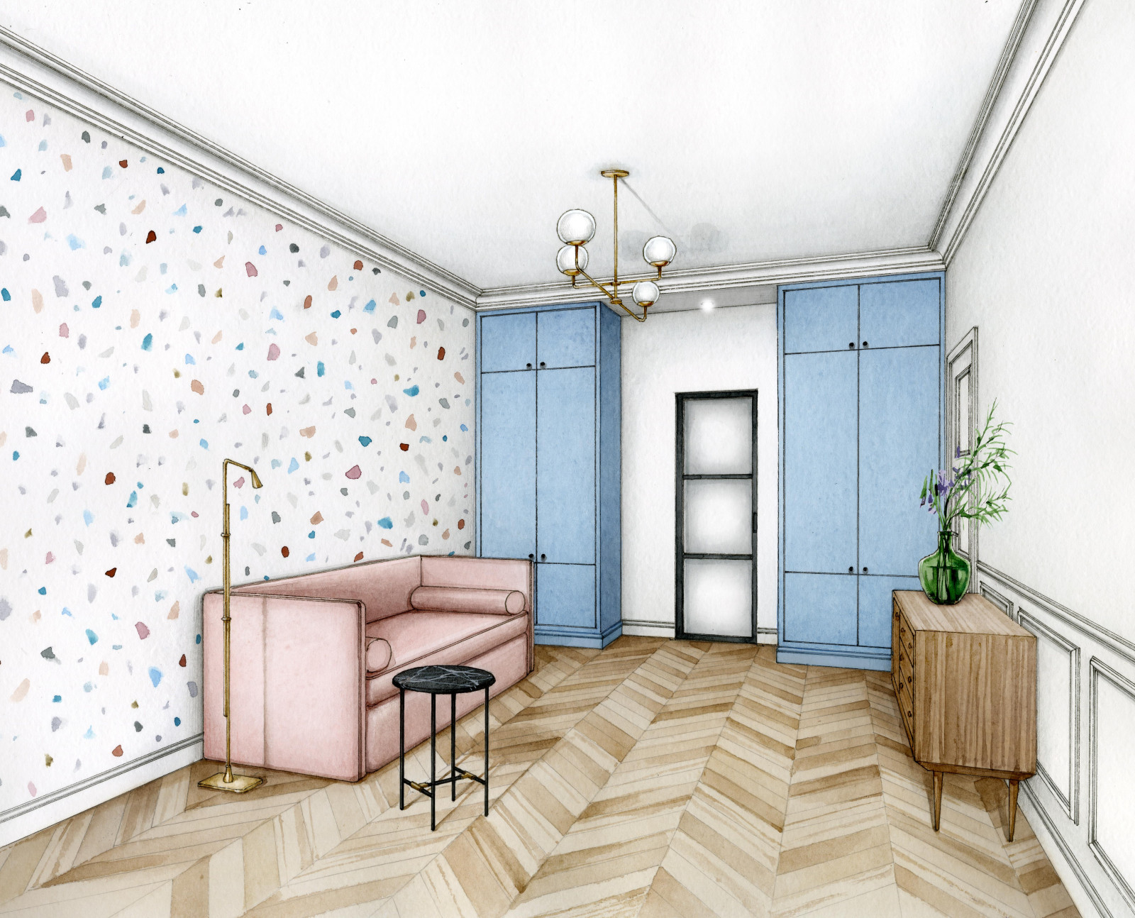 Обложка проекта: Эскиз спальни юной художницы