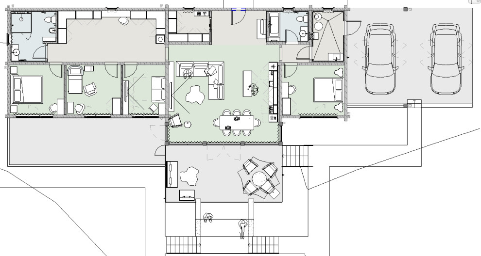 Комбинированный дом из клееного бруса