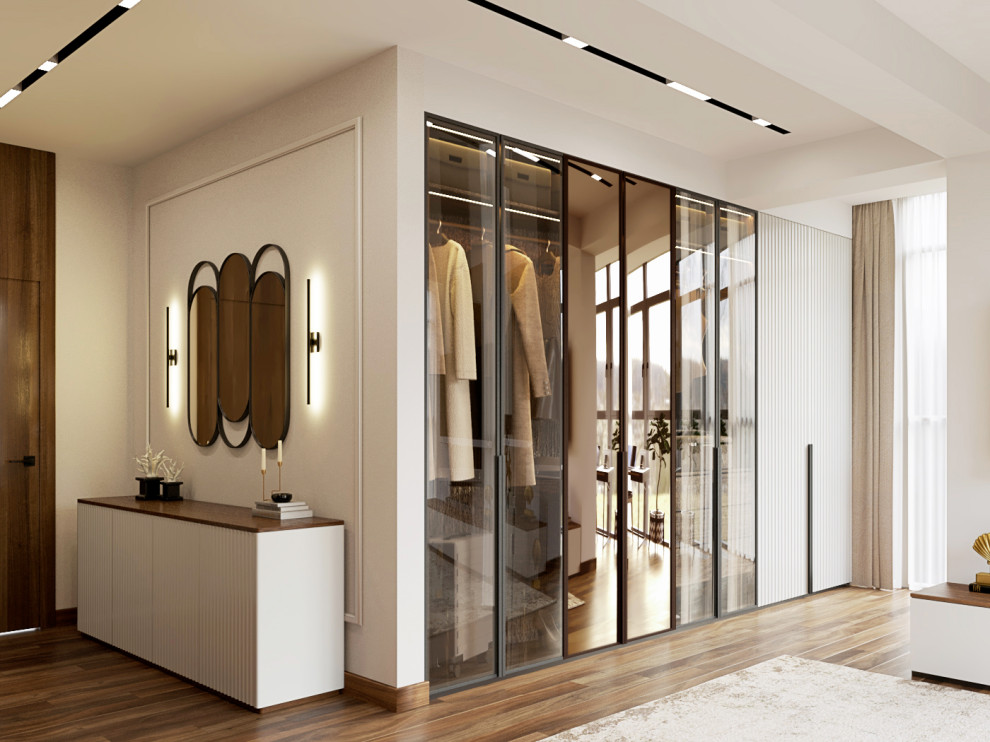 Современная городская квартира с панорамным остеклением в стиле ар-деко