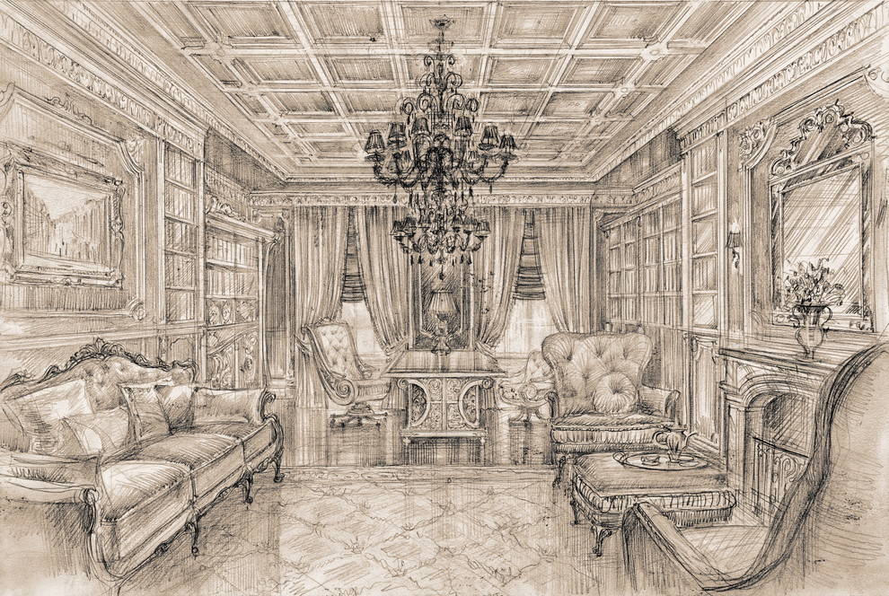 Загародный дом.Художественный паркет и лестница.